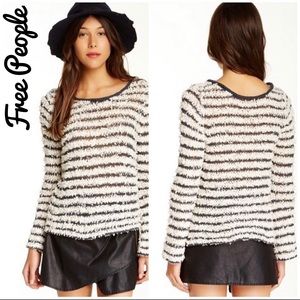 FREE PEOPLE shaggy open knit striped sweater